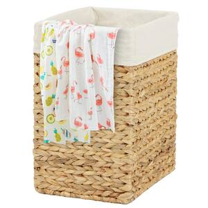 Handmade Rectangular Water Hyacinth Wicker Laundry Hamper with Lid Natural, Small
