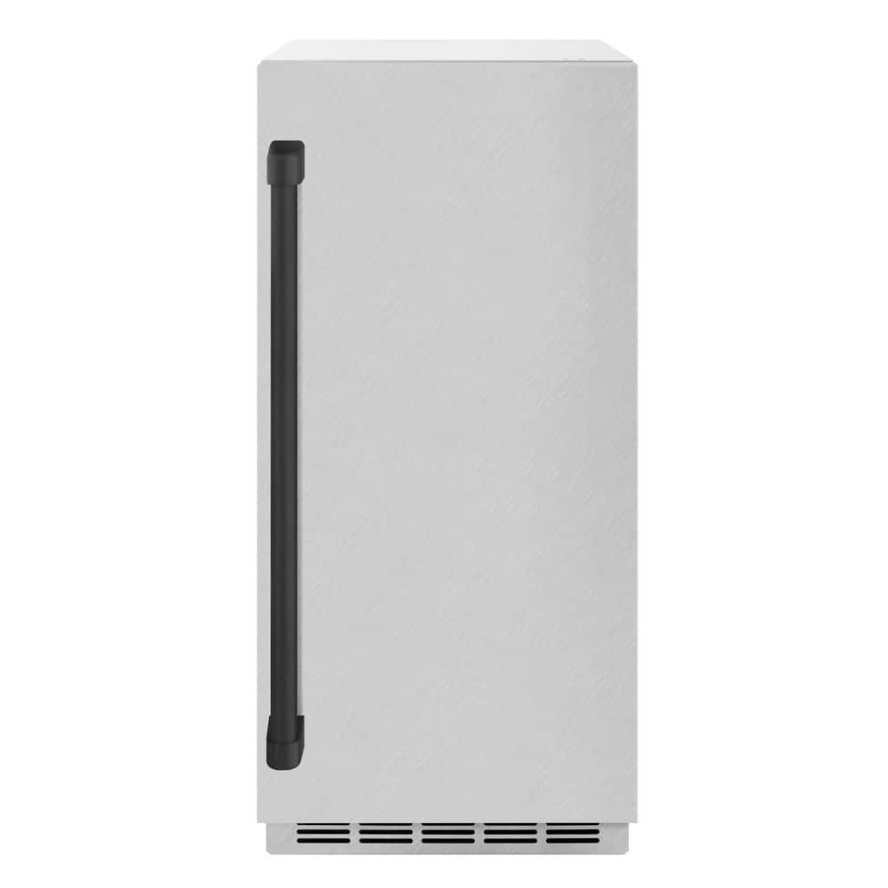 ZLINE Kitchen and Bath Autograph Edition 15 in. Touchstone Gourmet Ice Maker with Drain Pump and Satin Stainless Steel Door with Matte Black