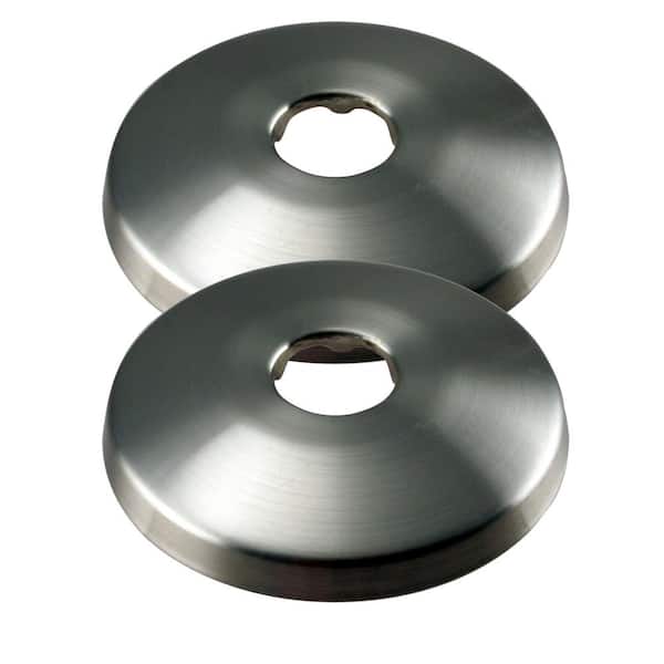 Westbrass 1/2 in. Nominal (5/8 in. O.D.) Copper Shallow Escutcheon Pipe in Satin Nickel (2-Pack)