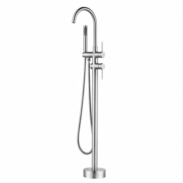 2-Handle Freestanding Tub Faucet with Hand Shower in. Brushed Nickel
