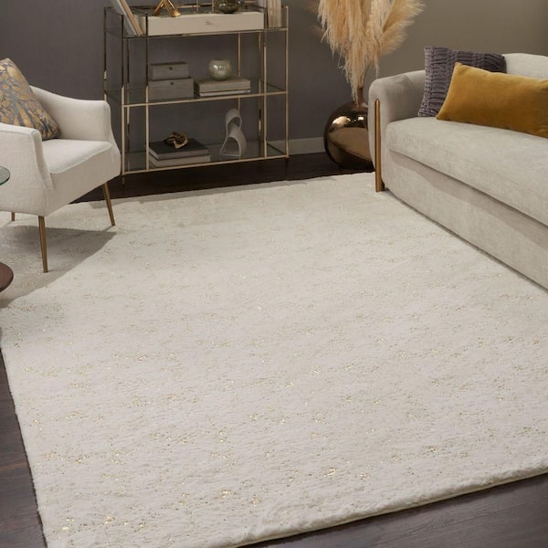 Cozy Shimmer Ivory 8 ft. x 10 ft. All-over design Contemporary Area Rug