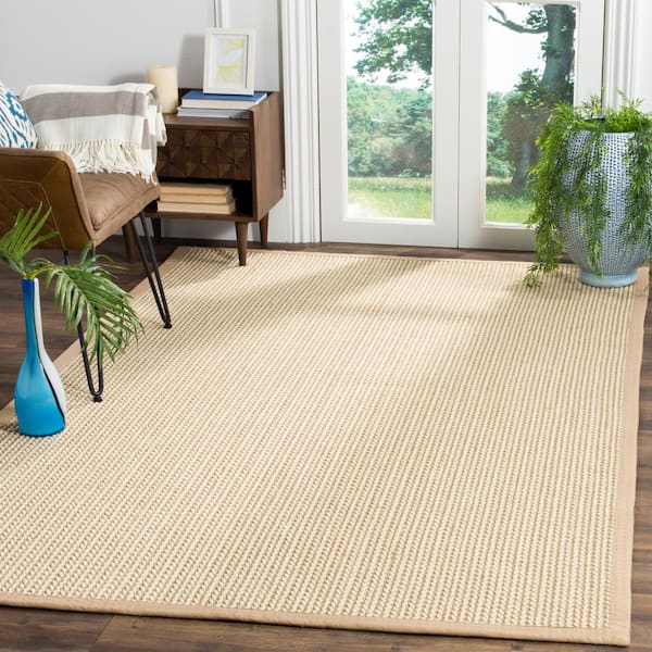 Natural Fiber Beige 6 ft. x 9 ft. Border Area Rug