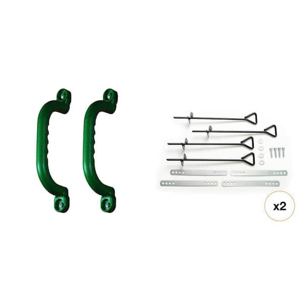 Green Plastic Safety Handles (2-Set) and Anchor-It Ground Anchors Kit Combo