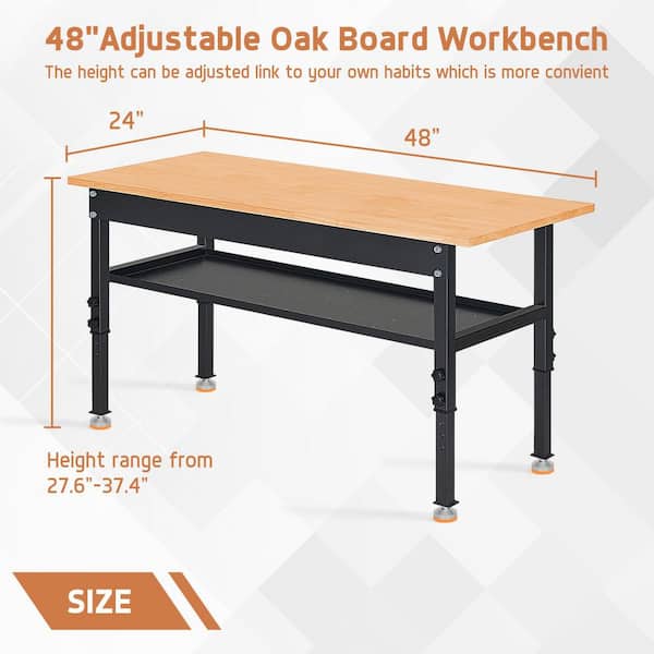 AirWire 48 in. W x 24 in. D Heavy-Duty Work Bench Adjustable Work