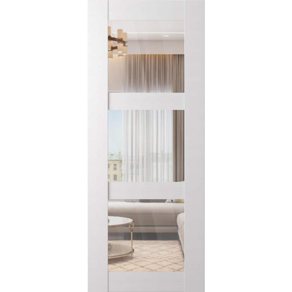 Paola 3 Lite 30 in. x 80 in. Bianco Noble 3-Lite Clear Glass Composite Solid Core Wood Interior Door Slab price history on PriceWatchPro