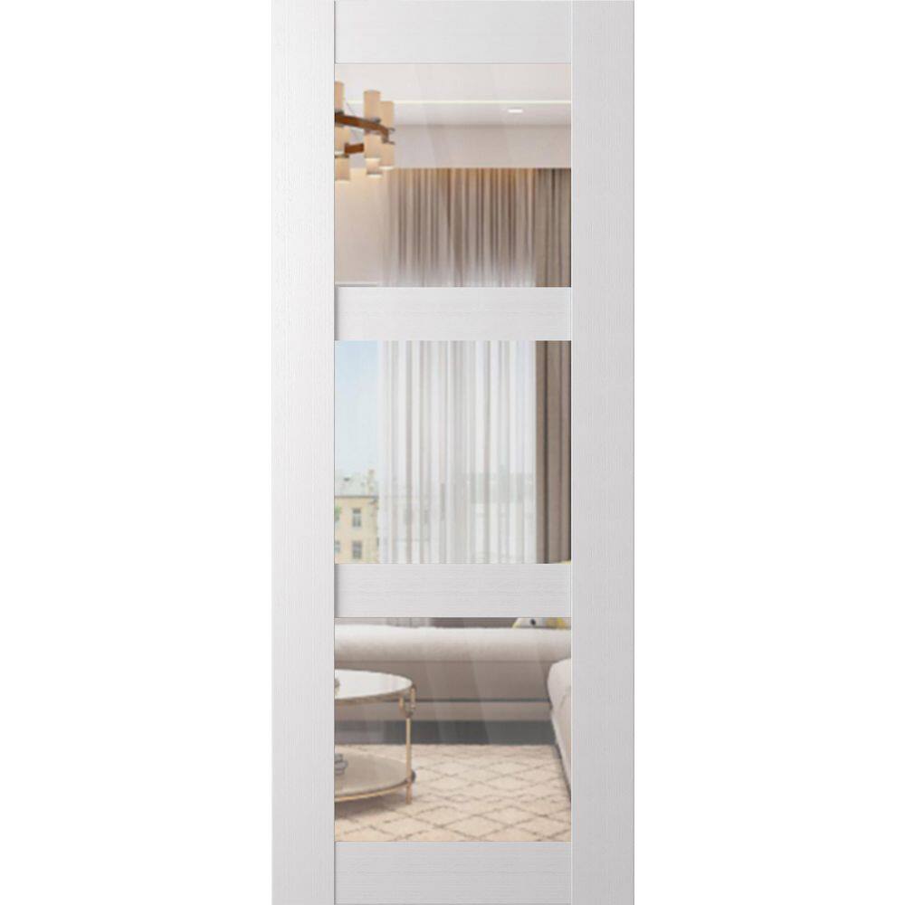 Paola 3 Lite 24 in. x 96 in. Bianco Noble 3-Lite Clear Glass Composite Solid Core Wood Interior Door Slab price history on PriceWatchPro