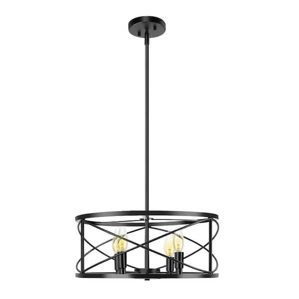 Modland Light Pro 4-Light Vintage Matte Black Cage Chandelier/Pendant Light for Kitchen