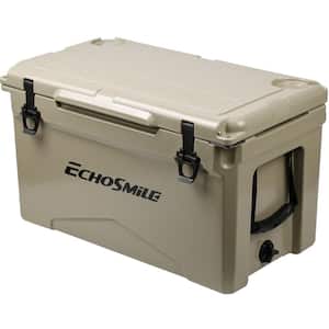 40 qt. Outdoor Khaki Insulated Box Cooler with Stretch Lock, Non-Slip Rubber Mat and 4 Handles