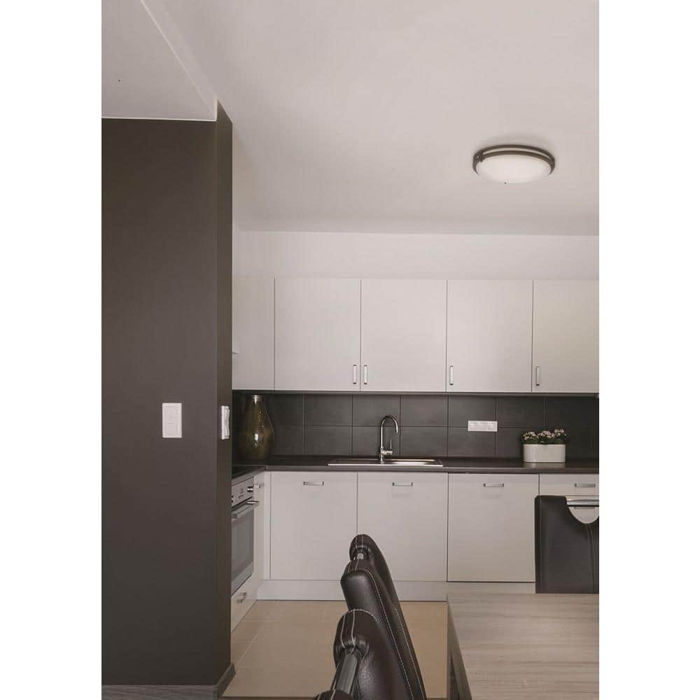 Saturn 13" Modern Nickel LED Flush Mount with Cool White Light