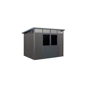 9 ft. x 7 ft. Wood Plastic Composite Heavy-Duty Storage Shed - Pent Roof and Double Doors Graphite Color (63 sq. ft.)