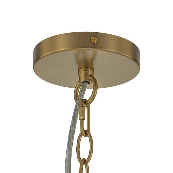 9-Light Antique Brass Modern Cluster Grape Bubble Chandelier with Swirled Glass Shade, Pendant Light Fixture for Bedroom