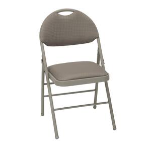 Taupe Metal Frame Padded Seat Folding Chair (Set of 4)