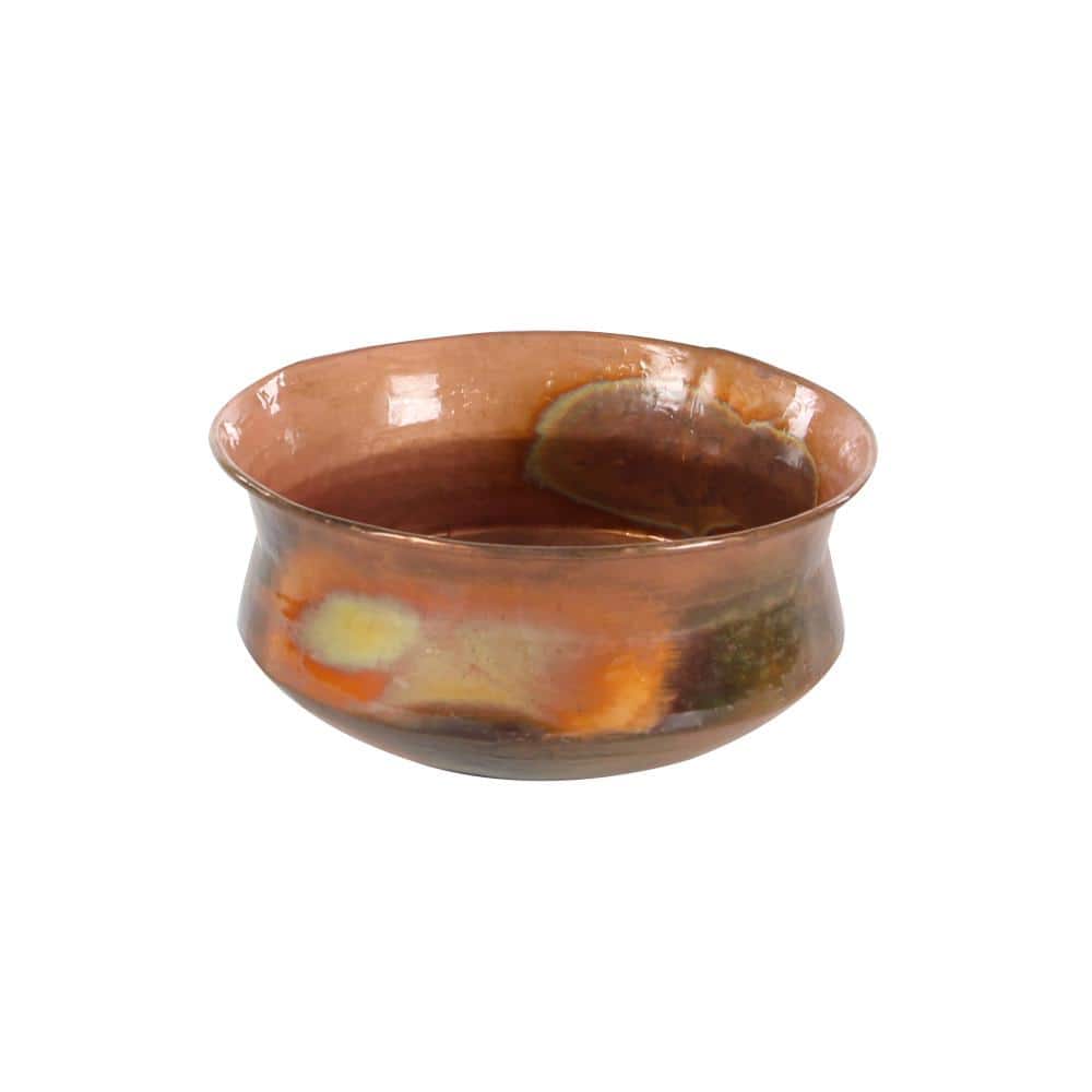 Set of 4 Rustic Copper Low Bowl Metal Planters