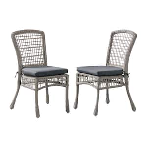 Asti 37 in. H All-Weather Wicker Outdoor Cushioned Dining Chairs with Gray Cushions (Set of 2)