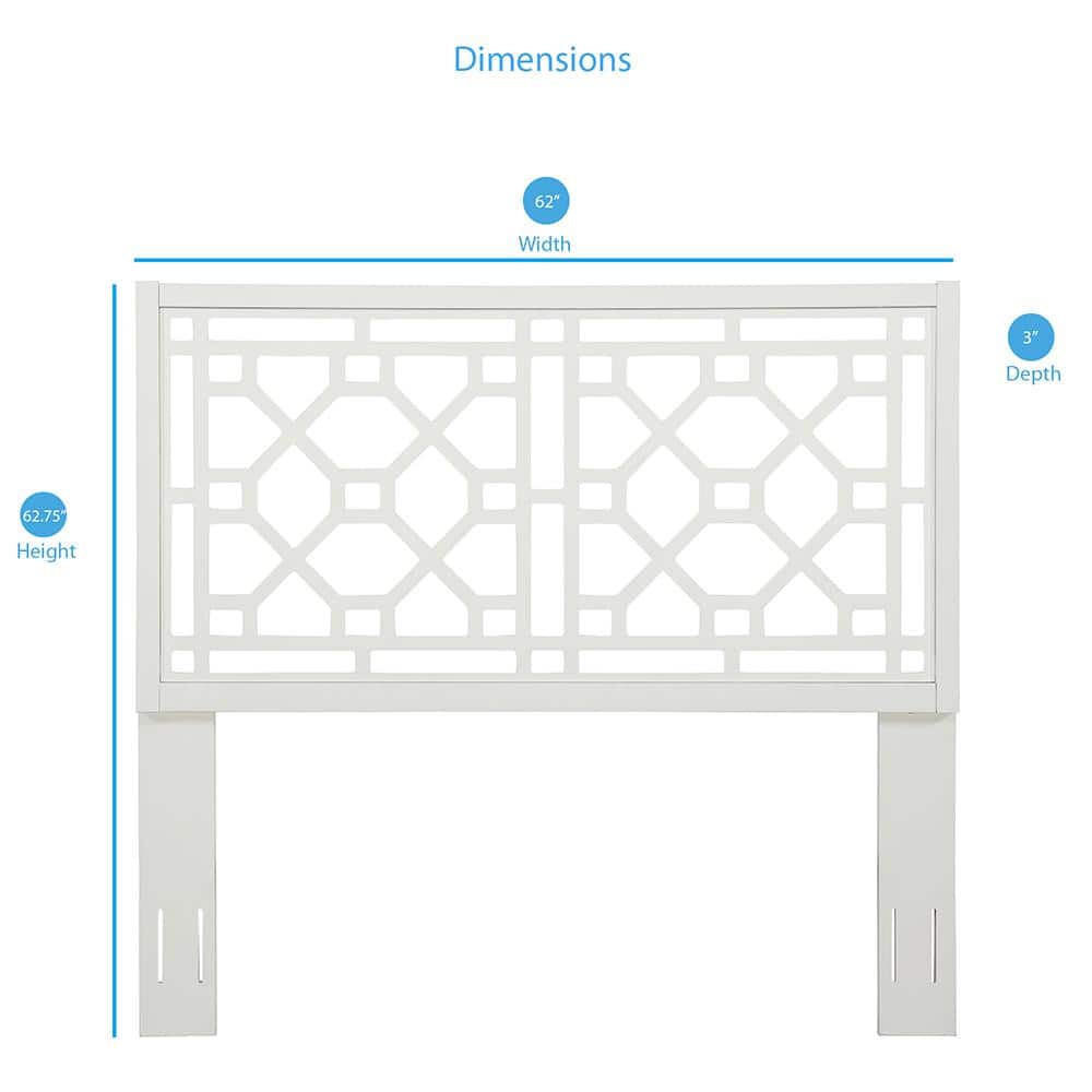 Thomas Chippendale White Adjustable Full/Queen Wood Headboard