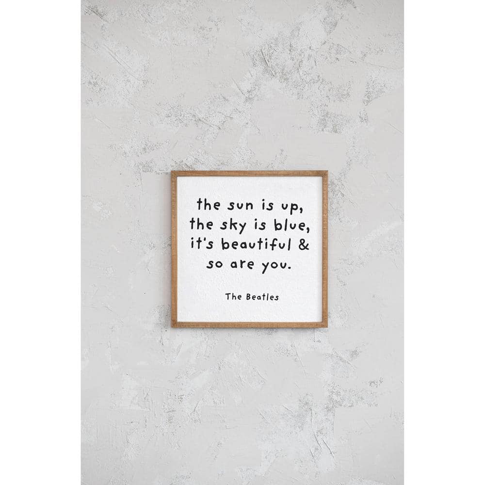 16.5" Natural Wood Framed Canvas Quote Wall Art