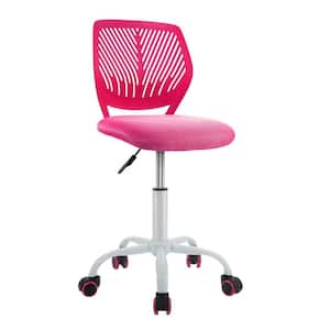 Adjustable Pink Mesh Swivel Armless Office Task Chair