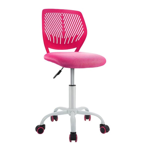FORCLOVER Adjustable Pink Mesh Swivel Armless Office Task Chair