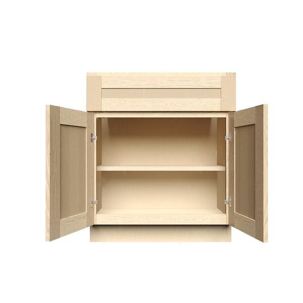 LIFEART CABINETRY Lancaster Shaker Assembled 24 in. x 34.5 in. x 24 in. Base Cabinet with 2-Doors and 1-Drawer in Natural Wood