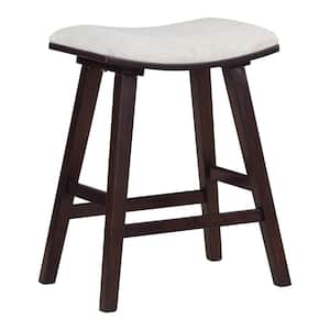 Coley 25 in. White Wash Backless Wood Frame Saddle Bar Stool with Navy Fabric Seat (2-Pack)