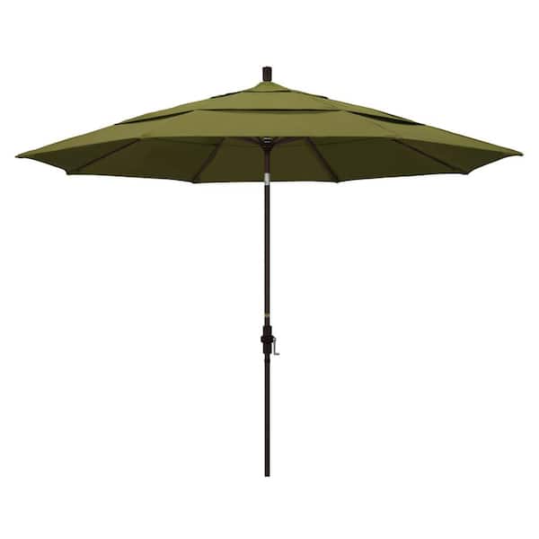 California Umbrella 11 ft. Aluminum Collar Tilt Double Vented Patio Umbrella in Palm Pacifica