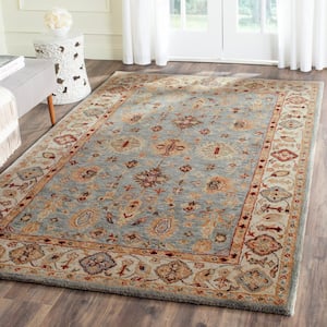 Antiquity Blue/Ivory Doormat 2 ft. x 3 ft. Floral Border Geometric Area Rug