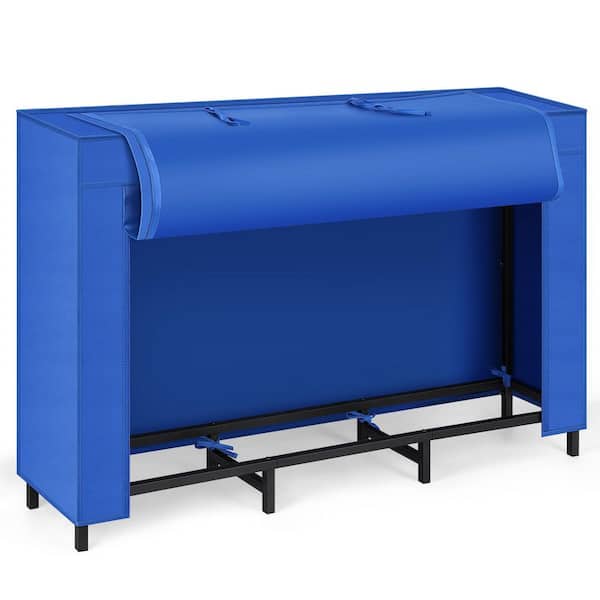Oumilen 49.13 L x 10.83 W x 31.73 H in. Outdoor Firewood Rack with Lid, Waterproof, Heavy Duty, Large Capacity, Adjustable, Blue