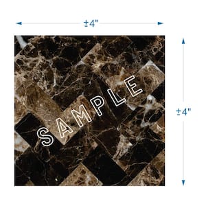 Take Home Sample - Moka Brown 4 in. x 4 in. Stone Self-Adhesive Wall Mosaic Tile (0.11 sq. ft./Each)