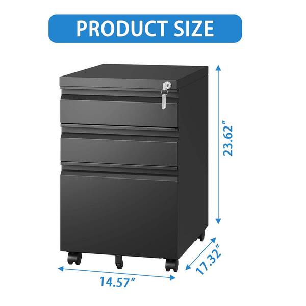 Flynama Black 23.62-in File Cabinet