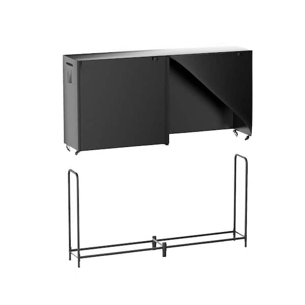 98 in. Heavy Duty Square Outdoor Firewood Rack with Cover