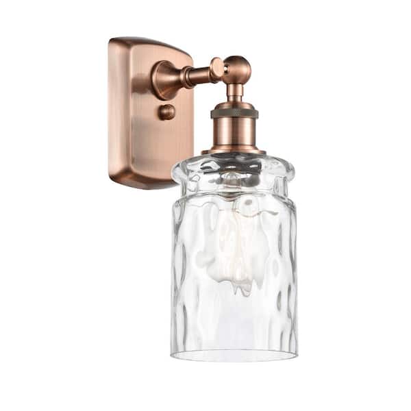 Candor 1-Light Clear Water Glass, Antique Copper Wall Sconce with Clear Glass Shade