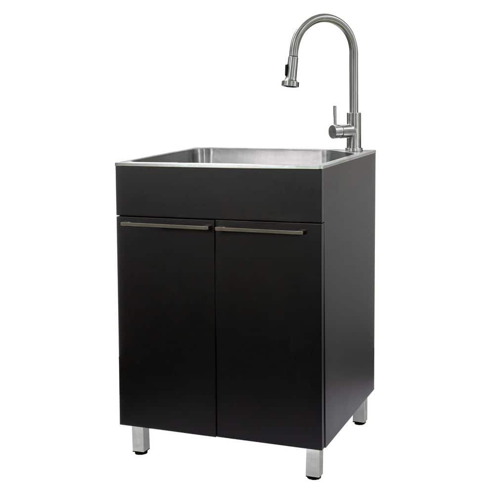 Black Stainless Steel Freestanding Laundry Sink with Faucet