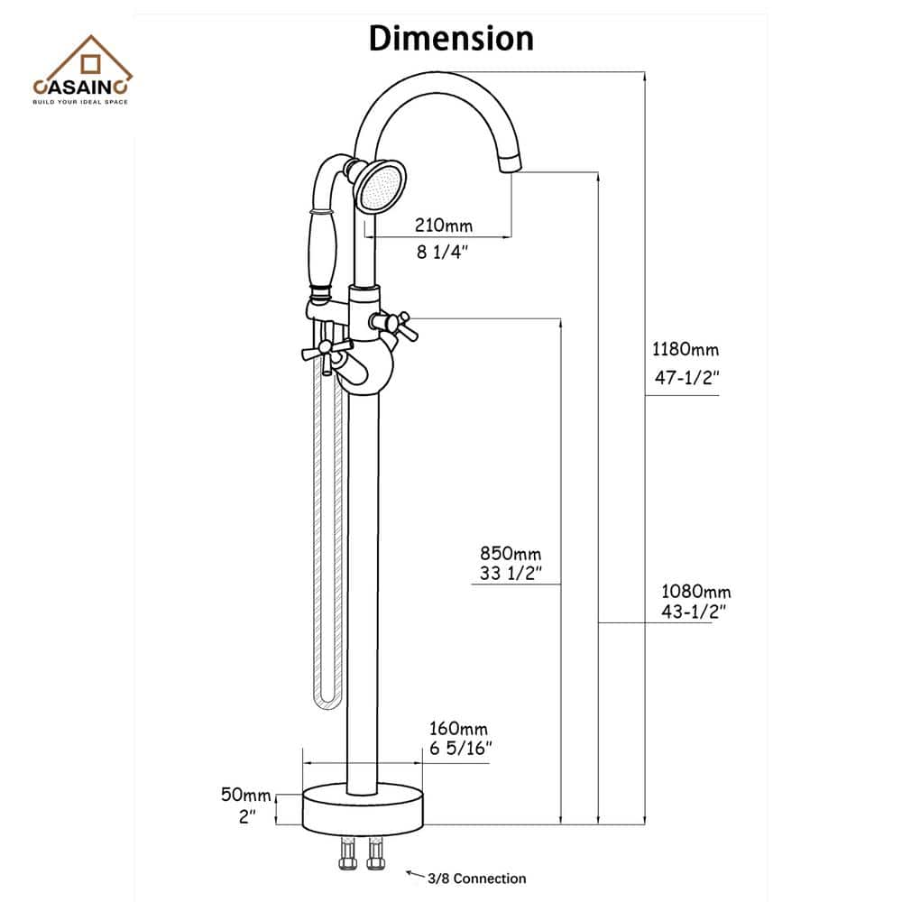 Brushed Nickel Freestanding Tub Filler with Handheld Shower