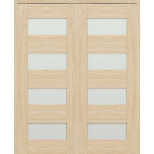 Belldinni Vona 07-08 60 in. x 96 in. Both Active 4-Lite Frosted Glass Loire Ash Wood Composite Double Prehung Interior Door