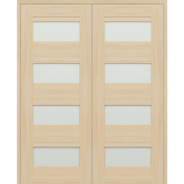 Belldinni Vona 07-08 72 in. x 96 in. Both Active 4-Lite Frosted Glass Loire Ash Wood Composite Double Prehung Interior Door