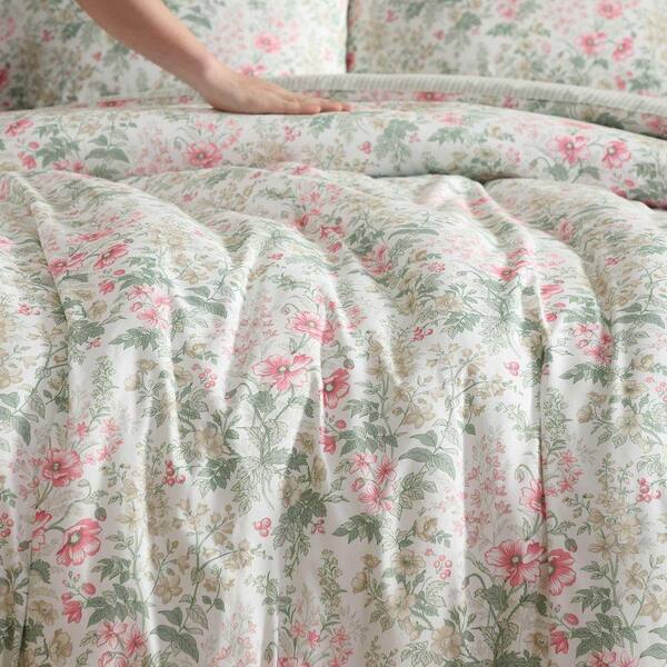 Laura Ashley Arden Floral 4-Piece Pink/Sage Green Polyester Twin