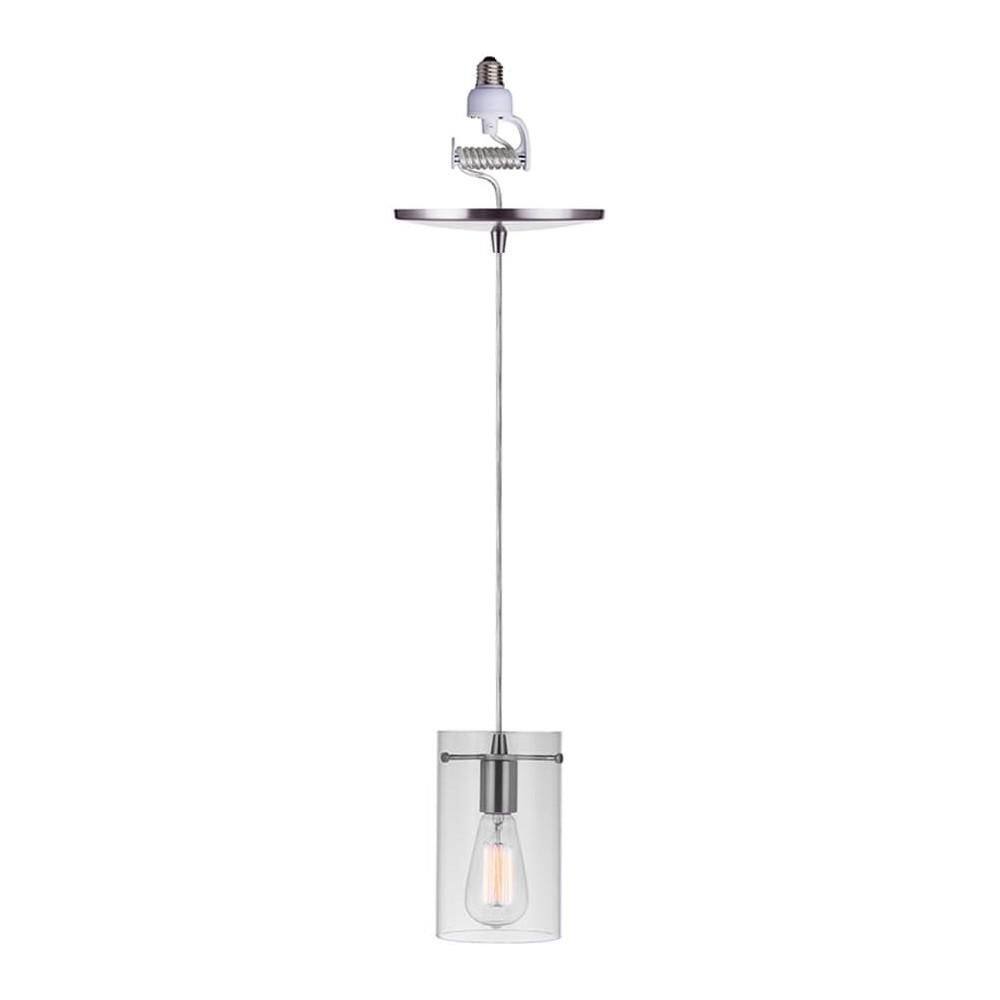 WHP 1-Light Recessed Light Conversion Kit Brushed Nickel Shaded Pendant Light with Minimalist Cylinder Clear Glass Shade price history on PriceWatchPro