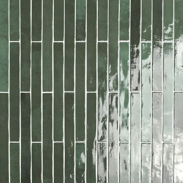 Maestro Green Brick 2 in. x 18 in. Polished Porcelain Floor and Wall Tile (8 sq. ft./Case)