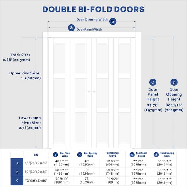 TENONER Closet Doors, 24''Single Frosted Glass Panel Bi-Fold Doors, Assembly Required, Multifold Interior Doors, Folding Doors with Hardware Kits