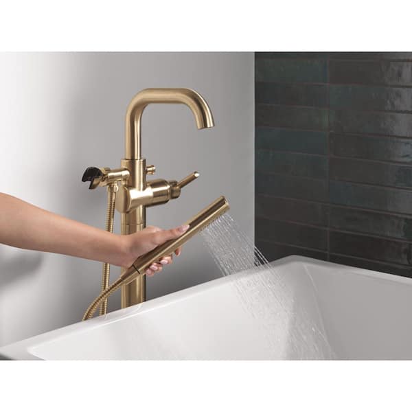Delta Trinsic Gold 1-Handle Floor Mount Tub Faucet Trim Kit in