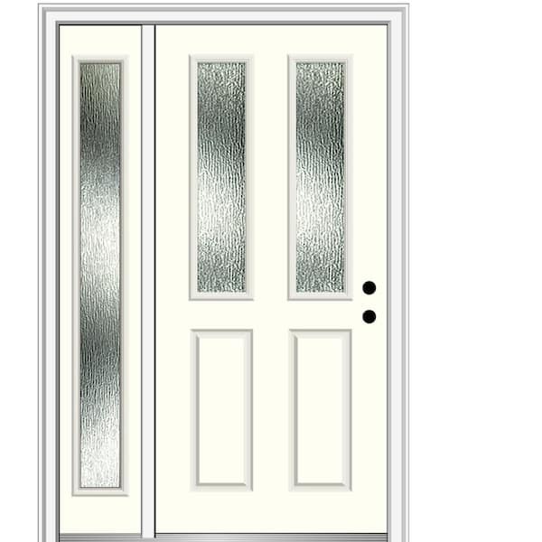 MMI Door Rain Glass 48 in. x 80 in. Left-Hand Inswing Alabaster Fiberglass Prehung Front Door on 6-9/16 in. Frame