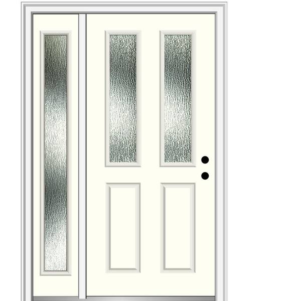 MMI Door 50 in. x 80 in. Left-Hand/Inswing Rain Glass Alabaster Fiberglass Prehung Front Door on 6-9/16 in. Frame
