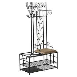 SignatureHome Traballesi Hall Tree Storage Bench with Coat Rack Dimensions: 19 in L, 71 in H, 36 in W