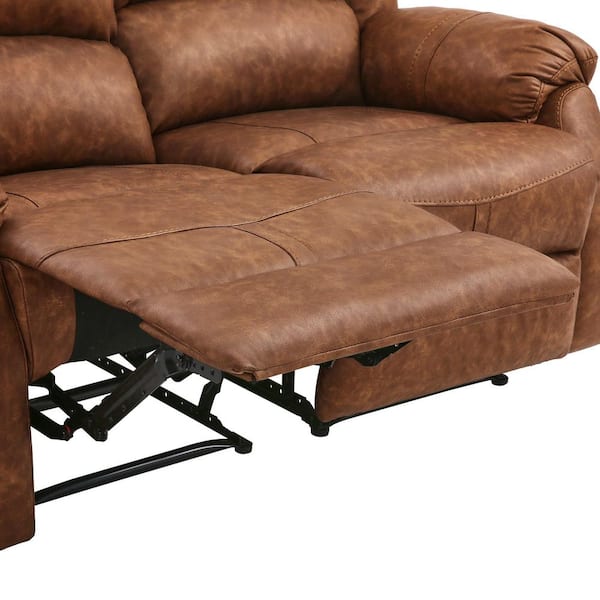 OrangeOne Jek 59 in. W Saddle Brown Leather Upholstered Rectangle