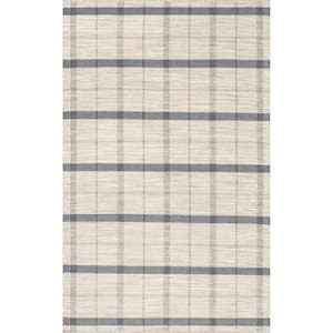 Tallulah Vintage Plaid Wool Blend Area Rug Ivory Doormat 2 ft. x 3 ft. . Accent Rug