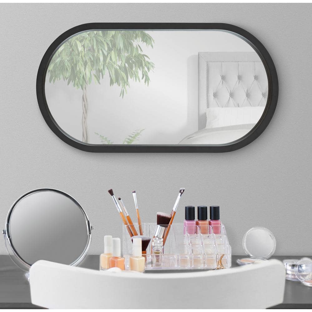 Travis Capsule Black Wood Framed Full-Length Vanity Mirror 12x24