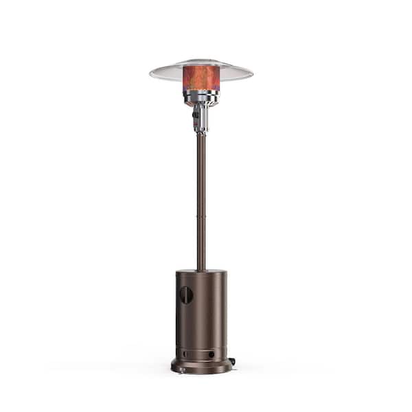 Boosicavelly 48,000 BTU Brown Double-Layer Stainless Steel Propane Patio Heater with Wheels and Safety Protection System