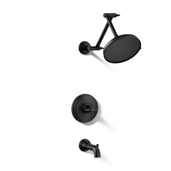 Paces Single Handle 3-Spray Tub and Shower Faucet 1.75 GPM in Matte Black (Valve Included)