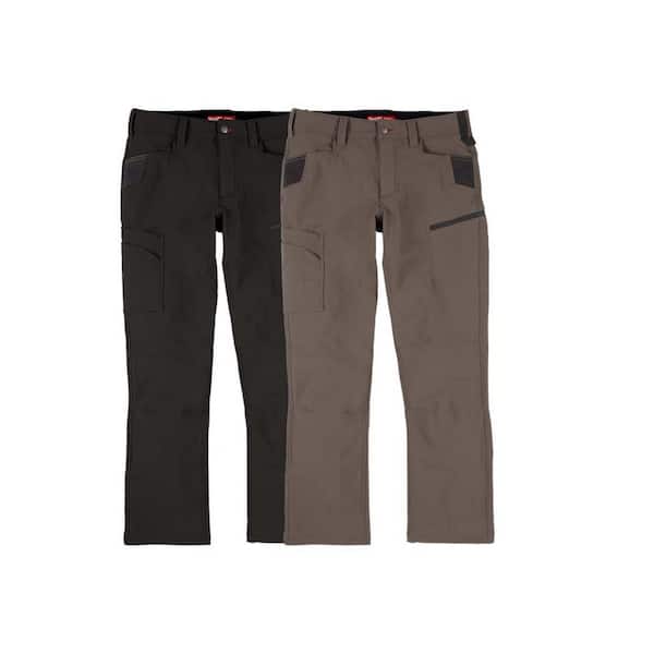Milwaukee Men's 38 in. x 34 in. Black and Brown FREEFLEX Tech Work Pants with 7 Pockets (2-Pack)