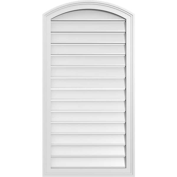 Ekena Millwork 22 in. x 40 in. Arch Top Surface Mount PVC Gable Vent: Decorative with Brickmould Frame